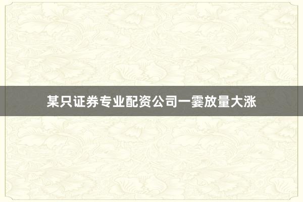 某只证券专业配资公司一霎放量大涨