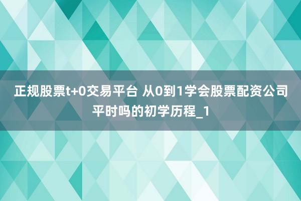 正规股票t+0交易平台 从0到1学会股票配资公司平时吗的初学历程_1
