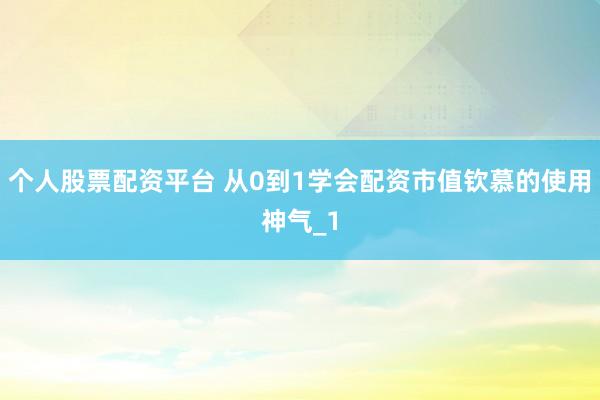个人股票配资平台 从0到1学会配资市值钦慕的使用神气_1